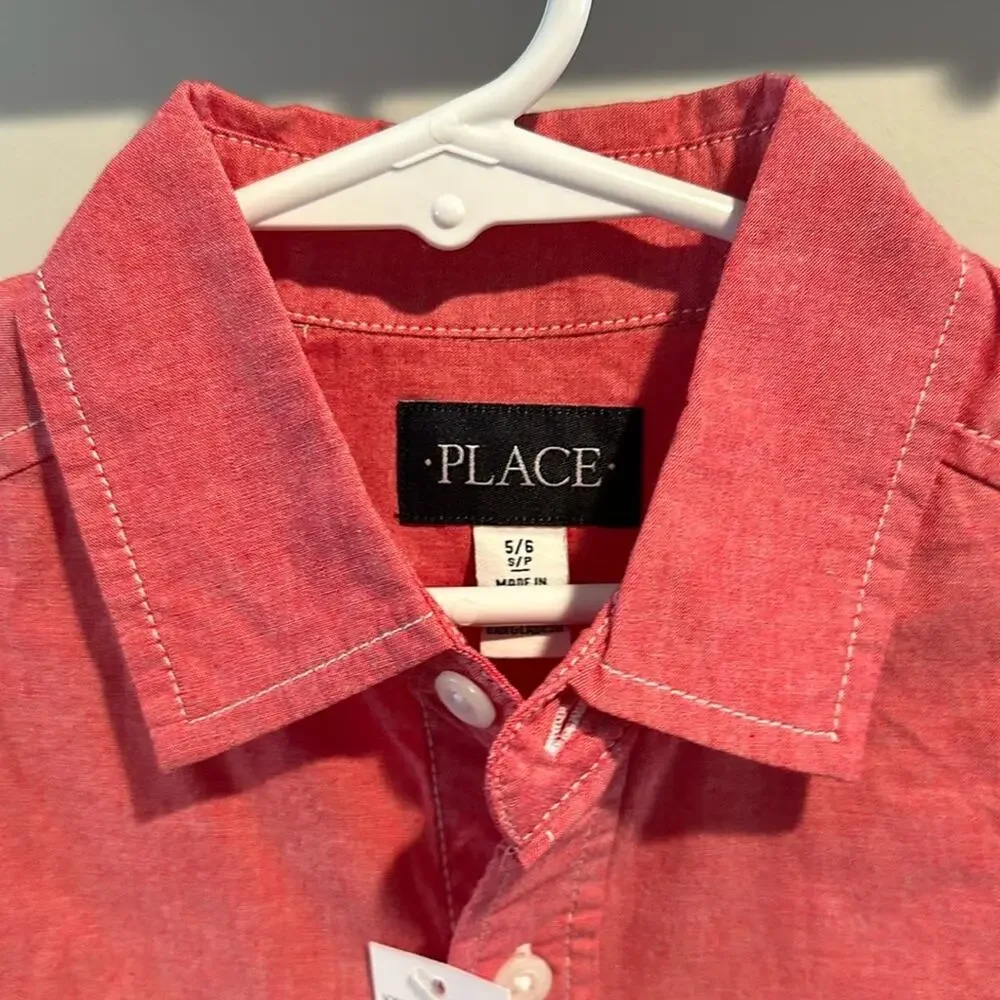 The‎ Children’s Place Boy’s Small Red Poplin Button Down Shirt